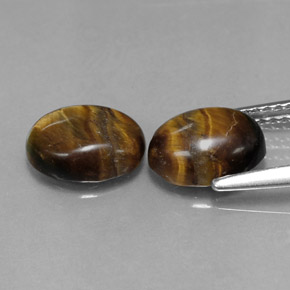 天然棕色Tiger's Eye，椭圆形切割，8.8×6.8毫米，不透明