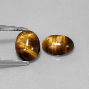 天然棕色Tiger's Eye，椭圆形切割，8.6×6.6毫米，不透明