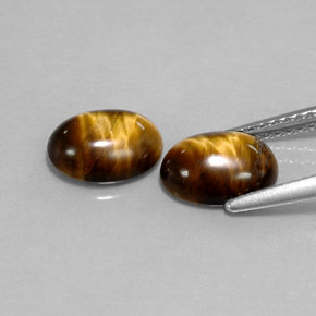 天然棕色Tiger's Eye，椭圆形切割，8.6×6.6毫米，不透明