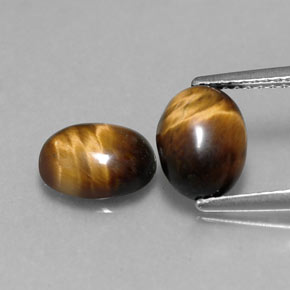 天然棕色Tiger's Eye，椭圆形切割，8.7×6.8毫米，不透明