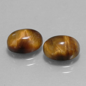天然棕色Tiger's Eye，椭圆形切割，9.1×7毫米，不透明