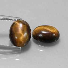 天然棕色Tiger's Eye，椭圆形切割，9×7毫米，不透明