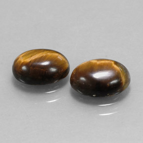 天然棕色Tiger's Eye，椭圆形切割，9×7毫米，不透明