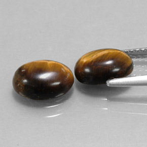 天然棕色Tiger's Eye，椭圆形切割，9×7毫米，不透明