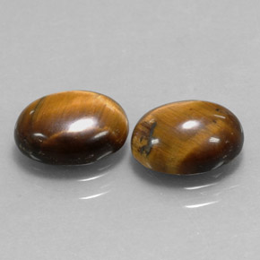 天然棕色Tiger's Eye，椭圆形切割，9×7毫米，不透明