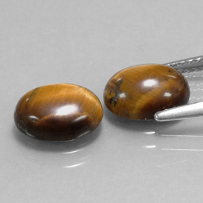 天然棕色Tiger's Eye，椭圆形切割，9×7毫米，不透明