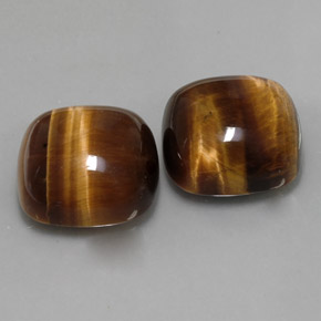 天然棕色Tiger's Eye，垫形剪裁，15.2×15.1毫米，不透明