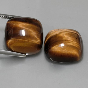 天然棕色Tiger's Eye，垫形剪裁，15.1×15.1毫米，不透明