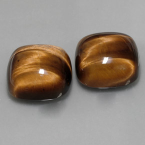 天然棕色Tiger's Eye，垫形剪裁，15.1×15.1毫米，不透明