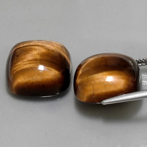 天然棕色Tiger's Eye，垫形剪裁，15.1×15.1毫米，不透明