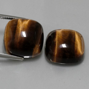 天然棕色Tiger's Eye，垫形剪裁，15.2×15.1毫米，不透明