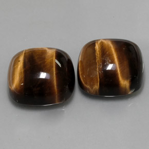 天然棕色Tiger's Eye，垫形剪裁，15.2×15.1毫米，不透明