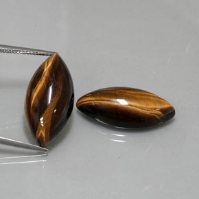 天然棕色Tiger's Eye，马眼形，24.9×12.1毫米，不透明