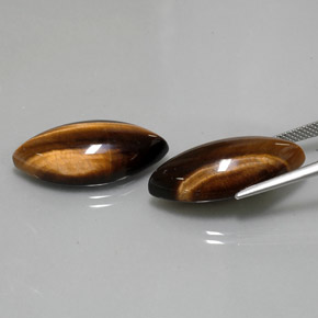 天然棕色Tiger's Eye，马眼形，24.8×12.1毫米，不透明