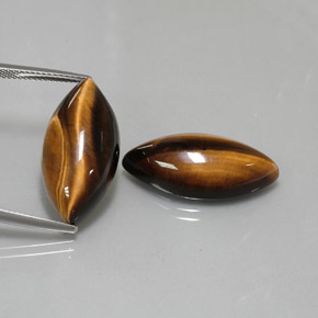 天然棕色Tiger's Eye，马眼形，24.9×12.2毫米，不透明
