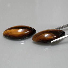天然棕色Tiger's Eye，马眼形，24.9×12.2毫米，不透明