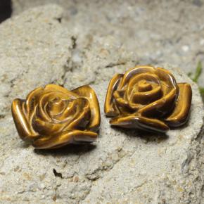 20.93天然棕色Tiger's Eye，花形切工，15.5×15.4毫米，不透明