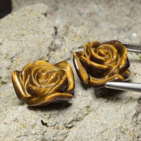 20.93天然棕色Tiger's Eye，花形切工，15.5×15.4毫米，不透明