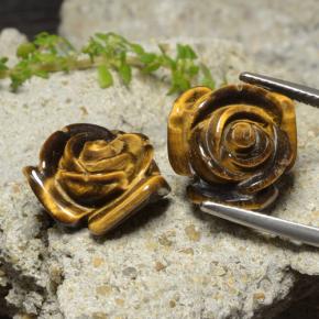 24.14天然棕色Tiger's Eye，花形切工，16.1×15.2毫米，不透明