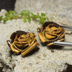 24.14天然棕色Tiger's Eye，花形切工，16.1×15.2毫米，不透明