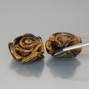 天然棕色Tiger's Eye，异形，15.3×14毫米，不透明