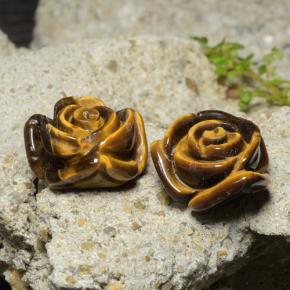 25.22天然棕色Tiger's Eye，花形切工，16×15毫米，不透明