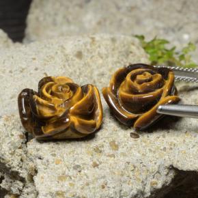 25.22天然棕色Tiger's Eye，花形切工，16×15毫米，不透明