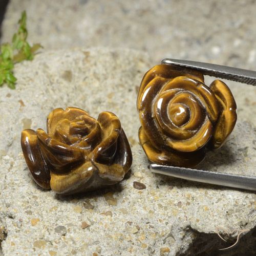 22.12天然棕色Tiger's Eye，花形切工，15.5×15.3毫米，不透明