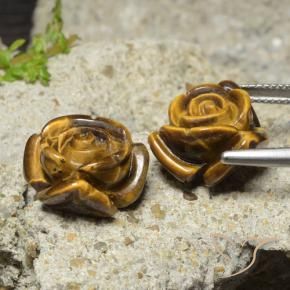 22.12天然棕色Tiger's Eye，花形切工，15.5×15.3毫米，不透明