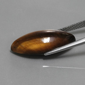 12.68克拉天然虎眼石，榄尖形，不透明