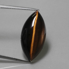 13.51克拉天然棕色Tiger's Eye，马眼形，24.9×12.2毫米，不透明