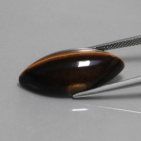 13.51克拉天然棕色Tiger's Eye，马眼形，24.9×12.2毫米，不透明