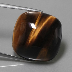 28.03克拉天然棕色Tiger's Eye，垫形剪裁，19.9×19.9毫米，不透明