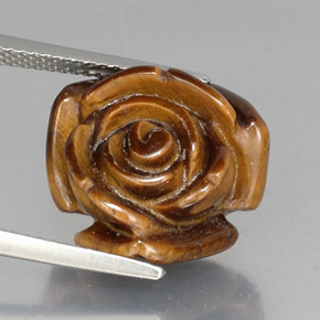 11.88克拉天然棕色Tiger's Eye，异形，15.3×15.1毫米，不透明
