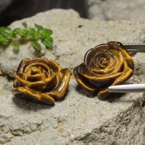 23.82天然棕色Tiger's Eye，花形切工，15.7×15.3毫米，不透明