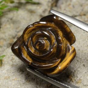 12.02克拉天然棕色Tiger's Eye，花形切工，15.3×15.2毫米，不透明