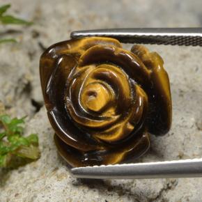 13.26克拉天然棕色Tiger's Eye，花形切工，16.5×16.1毫米，不透明