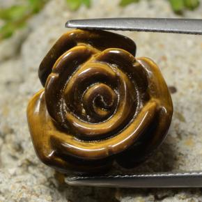 13.31克拉天然棕色Tiger's Eye，花形切工，16.1×15.7毫米，不透明