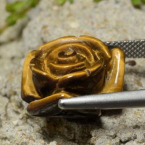 13.31克拉天然棕色Tiger's Eye，花形切工，16.1×15.7毫米，不透明
