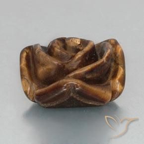 12.89克拉天然棕色Tiger's Eye，花形切工，16.3×15.7毫米，不透明
