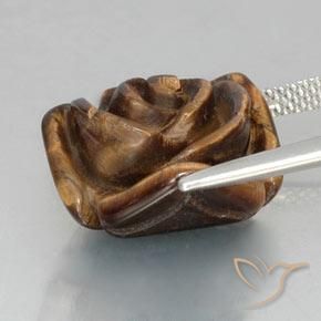 12.89克拉天然棕色Tiger's Eye，花形切工，16.3×15.7毫米，不透明