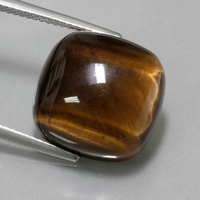 13.79克拉天然棕色Tiger's Eye，垫形剪裁，15.1×15.1毫米，不透明