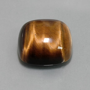 13.79克拉天然棕色Tiger's Eye，垫形剪裁，15.1×15.1毫米，不透明