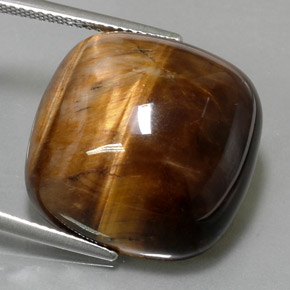 27.19克拉天然棕色Tiger's Eye，垫形剪裁，19.9×19.9毫米，不透明