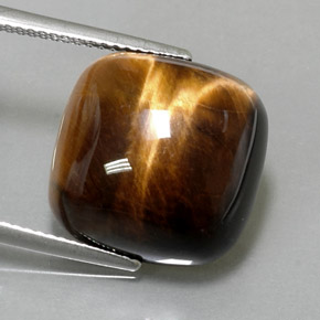 13.38克拉天然棕色Tiger's Eye，垫形剪裁，15.4×15.3毫米，不透明