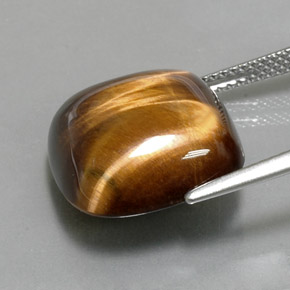 13.38克拉天然棕色Tiger's Eye，垫形剪裁，15.4×15.3毫米，不透明