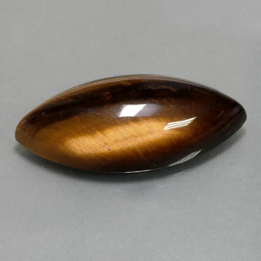 13.60克拉天然棕色Tiger's Eye，马眼形，25×12.2毫米，不透明