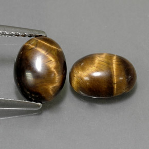 天然棕色Tiger's Eye，椭圆形切割，8.9×6.9毫米，不透明