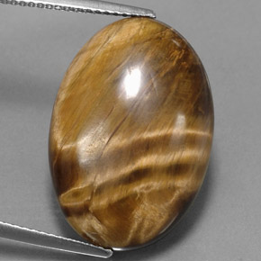 17.34克拉天然棕色Tiger's Eye，椭圆形切割，22.6×15.6毫米，不透明
