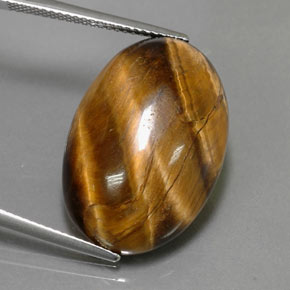 23.72克拉天然棕色Tiger's Eye，椭圆形切割，23.8×16.3毫米，不透明